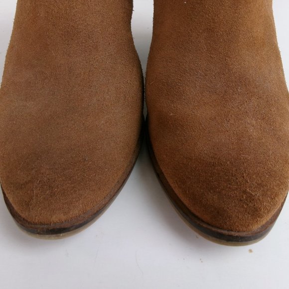 The Heeled Mule in Cognac Suede with Wood Stacked Heel Size 9 - Picture 7 of 14